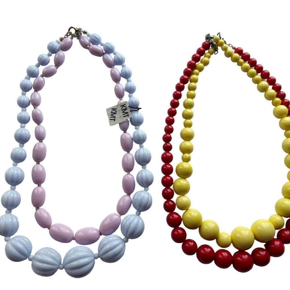 Vintage Mod Set Of 4 Women's Necklaces Beaded Jewelry Lot Pinup Rockabilly